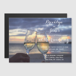 Coucher du soleil sur la plage Invitations Magnets