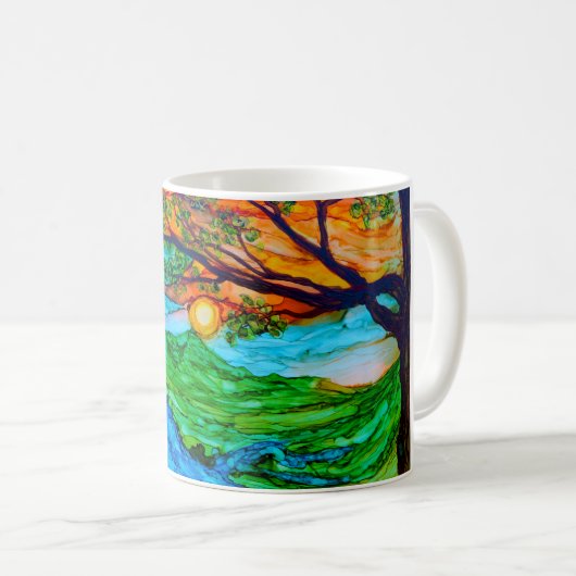 Coucher du soleil sur la tasse de café de (Devant droit)