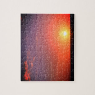 Coucher du soleil sur le puzzle de plage