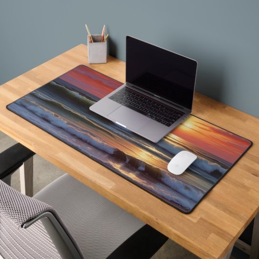 Coucher Rouge Océan Peinture de paysage marin (Bureau 2)