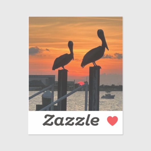 Couchers de soleil et pélicans sur stickers vinyle (Feuille)