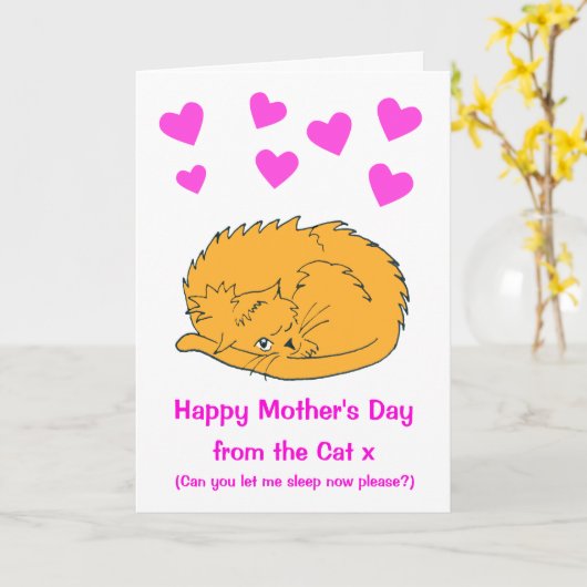 Coucou de la carte des mères de chats endormies (Fleur jaune)