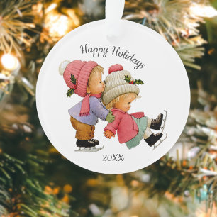 Coucou de Noël avec ornement acrylique de patins