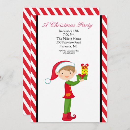 Coucou Elf avec un Invitation de Noël (Devant / Derrière)