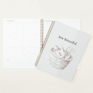 Coudre Beau Panier de Fil Rose Blush Blanc