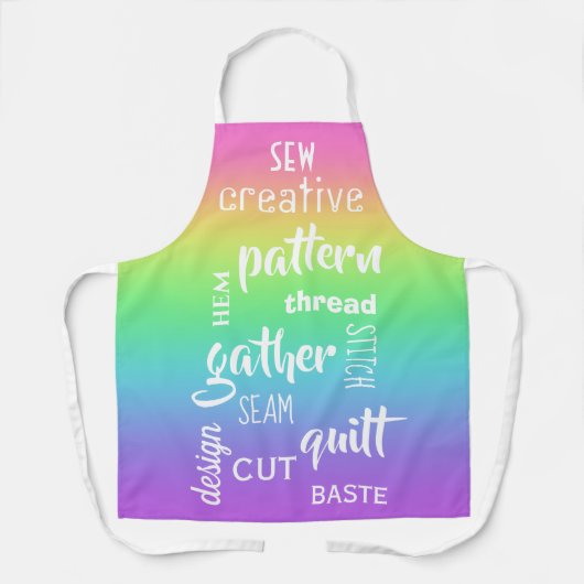 Coudre des mots arc-en-ciel dégradé tablier (Recto)