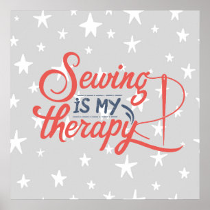 Coudre est ma thérapie Typographie Poster murale