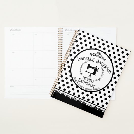 Coudre l'enthousiaste noir blanc (Devant avec enveloppe)