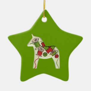 Coudre Quilt Dala Cheval Ornement de Noël
