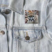Cougar, berlion, Florida panther, Puma Vierkante Button 5,1 Cm (In situ)