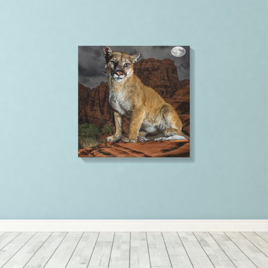 Cougar Canvas afdrukken (Insitu (Houten vloer))
