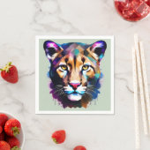 Cougar Color Splash Abstracte kunst, Servet (Insitu)