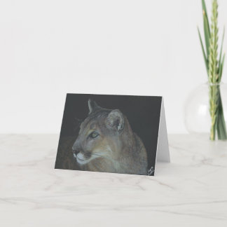 Cougar en noir, 4" x 5,6" Carte de note pliée