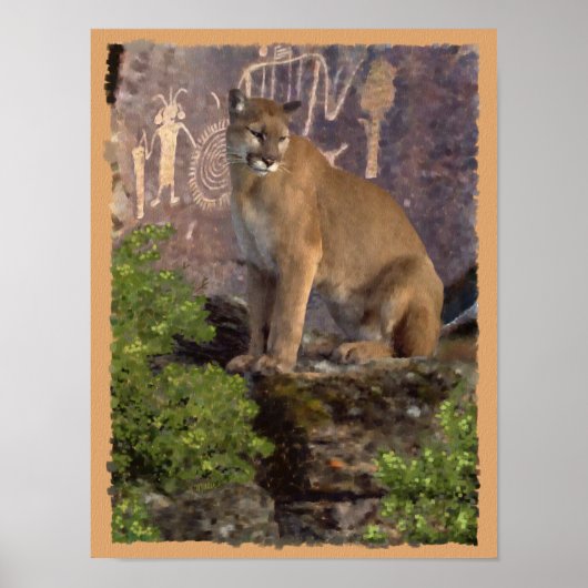 Cougar en Pictografen Poster (Voorkant)