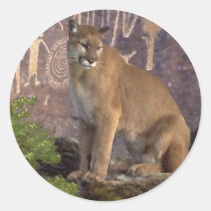Cougar en Pictografen Ronde Sticker