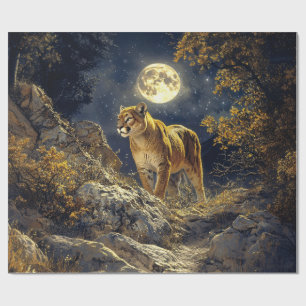 Cougar in de Moonlight Wildlife Art Cadeaupapier