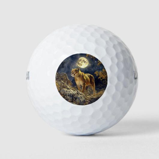 Cougar in de Moonlight Wildlife Art Golfballen (Voorkant)
