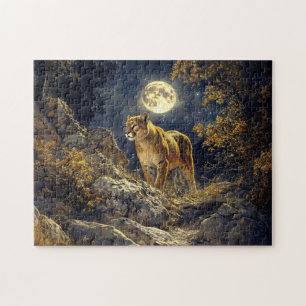 Cougar in de Moonlight Wildlife Art Legpuzzel