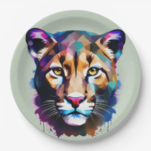 Cougar Kleur Spetter Abstracte Kunst, Papieren Bordje