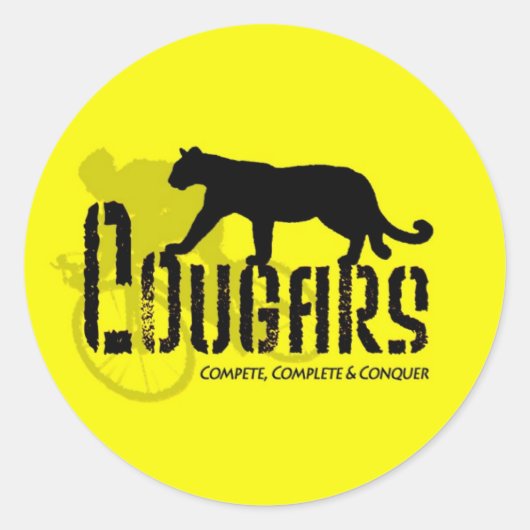 Cougar logo1a geel ronde sticker (Voorkant)