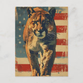 Cougar Mountain lion Amerikaanse vlag Briefkaart (Voorkant)