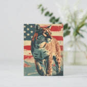 Cougar Mountain Lion Amerikaanse vlag  Briefkaart (Staand voorkant)