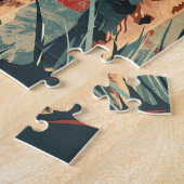 Cougar Mountain Lion Amerikaanse vlag Legpuzzel (Zijkant)