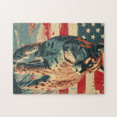 Cougar Mountain Lion Amerikaanse vlag Legpuzzel (Horizontaal)