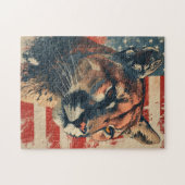 Cougar Mountain lion Amerikaanse vlag  Legpuzzel (Horizontaal)