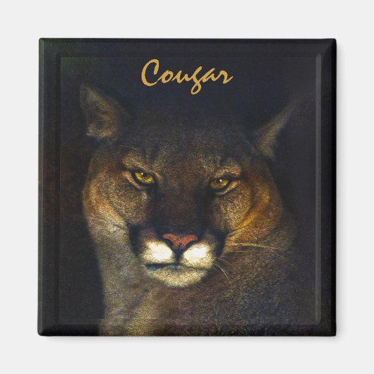 Cougar Mountain Lion Big Cat Art Designer Magneet (Voorkant)
