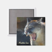 Cougar Mountain Lion Big Cat Art Magnet (Recto/Verso)