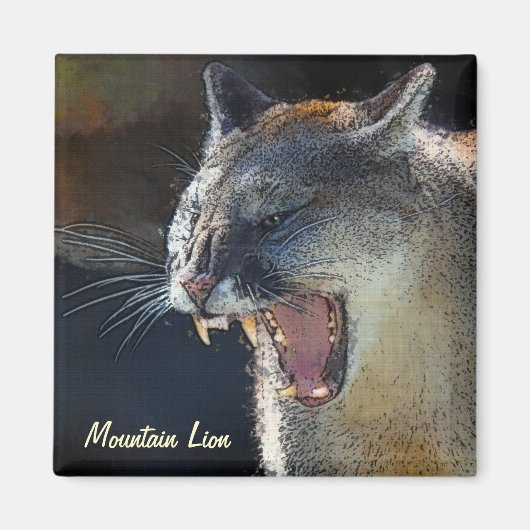 Cougar Mountain Lion Big Cat Art Magnet (Devant)