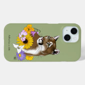 Cougar Mountain Lion Puma Bloemen Case-Mate iPhone Case (Achterkant (horizontaal))