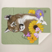 Cougar Mountain Lion Puma Bloemen Sherpa Deken (Voorkant (horizontaal))