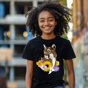 Cougar Mountain Lion Puma Bloemen Tri-Blend Shirt