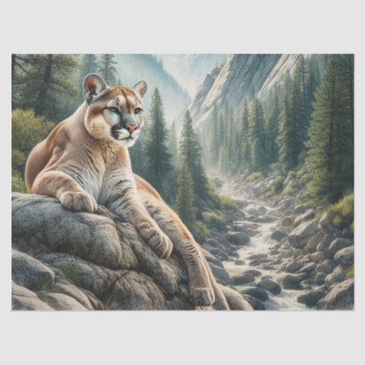 Cougar Mountain Lion Wildlife Tissue Paper Tissuepapier (Voorkant)