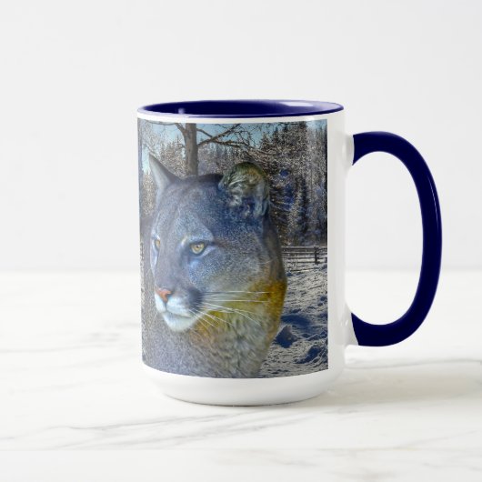 Cougar Mountain Lion & Winter Tree Mok (Rechts)