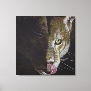 Cougar Night Canvas Afdruk