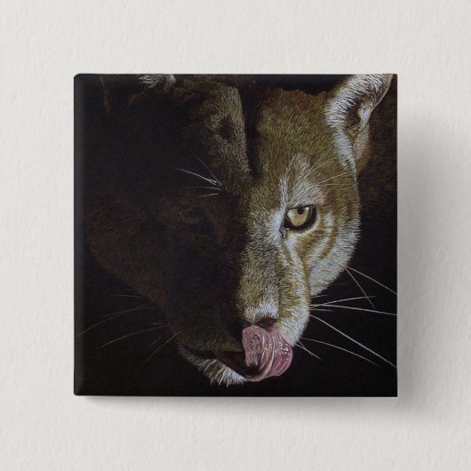 Cougar Night Vierkante Button 5,1 Cm (Voorkant)