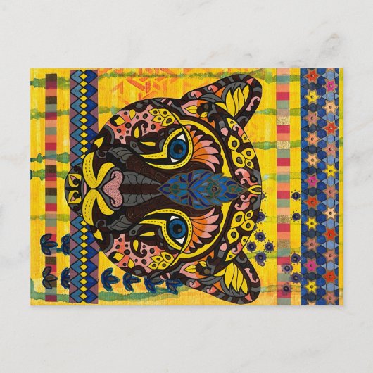 Cougar op felgele achtergrond Post Kaart (Voorkant)