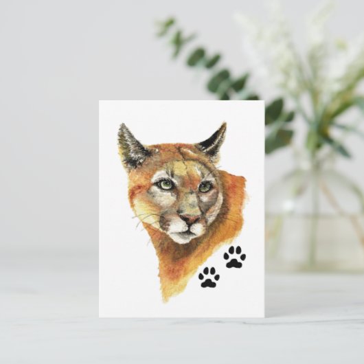 Cougar, Puma, Mountain Lion Animal Tracks Briefkaart (Staand voorkant)