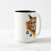 Cougar, Puma, Mountain Lion Animal Tracvel M Tweekleurige Koffiemok (Voorkant rechts)