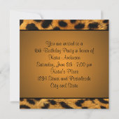 Cougar Tiger Sweet 16 Anniversaire Fête Invitation (Dos)