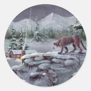 COUGAR WATCHING door SHARON SHARPE Ronde Sticker