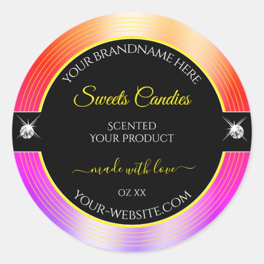 Couleur arc-en-ciel noir brillants Étiquette produ (Devant)