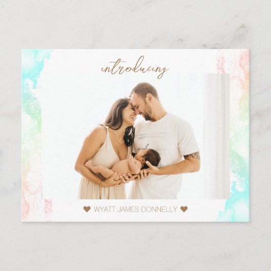 Couleur arc-en-ciel nuages photo Faire-part de nai (Devant)