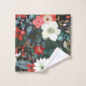 Couleur audacieuse funky florale sombre chic moder (Gant de toilette)