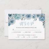 Couleur bleu foncé fleurs mariage carte RSVP (Devant)