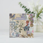 Couleur bleu pâle Floral Anniversaire Carte de voe (Debout devant)