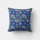 Couleur bleue, fleurs violettes design coussin (Recto)